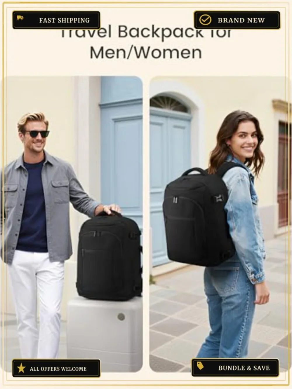 40L Travel Laptop Backpack Airline Approved with Packing Cubes for Business